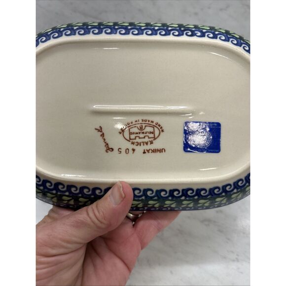 Unikat Polish Pottery Floral Creamer Pitcher And Honey Jar On Serving Tray - Picture 5 of 11